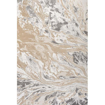 Swirl Marbled Abstract Beige/Ivory 4 ft. x 6 ft. Area Rug