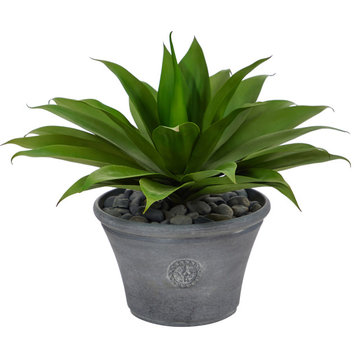 22" Agave Succulent Artificial Plant, Gray Planter