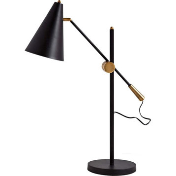 Fragon II Black/Gold Metal Adjustable Cone Shade Table Lamp