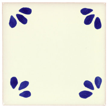 Tierra y Fuego Handmade Ceramic Tile, 4.25x4.25" Blue Ville, Box of 90