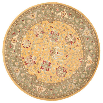 Safavieh Antiquity Collection AT21 Rug, Gold, 3'6" Round