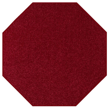 Color World Collection Way Solid Color Area Rugs Burgundy - 3' Octagon