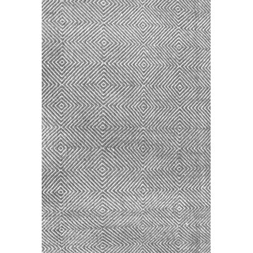 Nuloom Hand-Tufted Trellis Rug, Grey 3'x5'