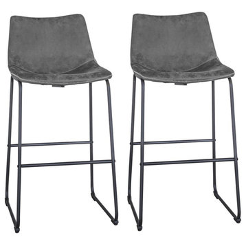 AmeriHome Classic Faux Leather 30 inch Pub Height Chair Set - Grey