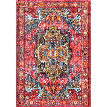 Nuloom Tribal Cartouche Medallion Area Rug, Pink 4'x6'