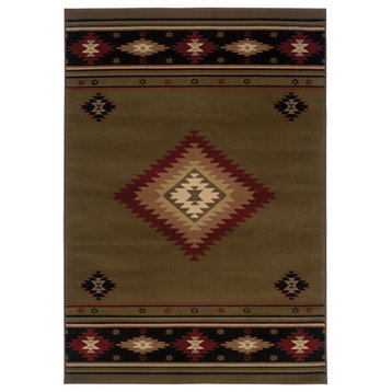 Harrison Southwest Lodge Green and Red Rug, 7'8"x10'10"