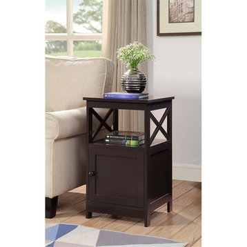 Convenience Concepts Oxford End Table with Cabinet in Espresso Wood Finish