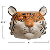 6" Round Ceramic Tiger Head Planter, Hold 5" Pot, Multicolored, Tiger