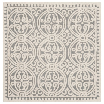 Safavieh Cambridge Collection CAM123 Rug, Silver/Ivory, 4' Square