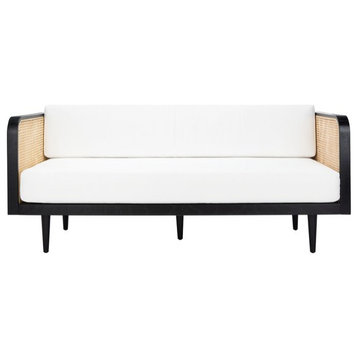Safavieh Couture Helena French Cane Daybed, Black/Natural