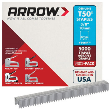 Arrow Fastener 506IP T50 Flat Crown Heavy Duty Staples, 3/8 Inch