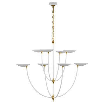 Thomas O'Brien Keira 1 Light Chandelier, Matte White and Hand-Rubbed Antique