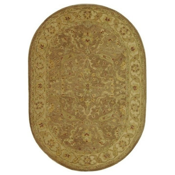 Safavieh Antiquity Collection AT311 Rug, Brown/Gold, 4'6"x6'6" Oval