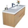 MOB 60" Single Acrylic Sink Wall Mounted Vanity, White Oak