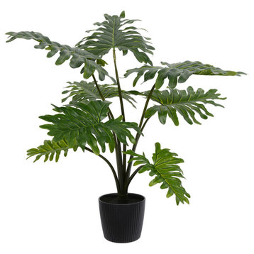 Vickerman Artificial Potted Grand Philodendron Bush, 25"