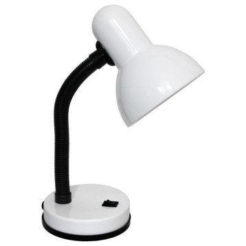 Simple Designs Basic Metal Desk Lamp With Flexible Hose Neck, White