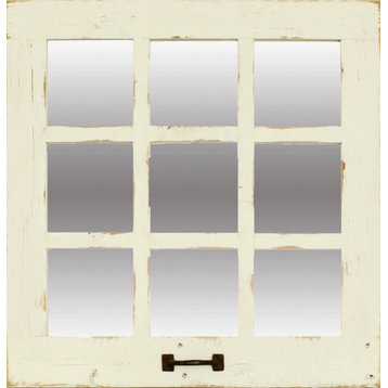 Farmhouse Mirror, 9 Window Pane Mirror, 9 Pane Short, White