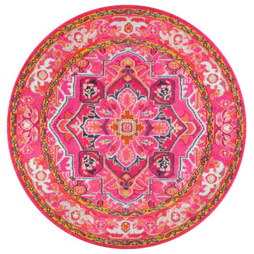 Nuloom Traditional Bohemian Center Medallion Rug, Violet Pink 5'3"Round