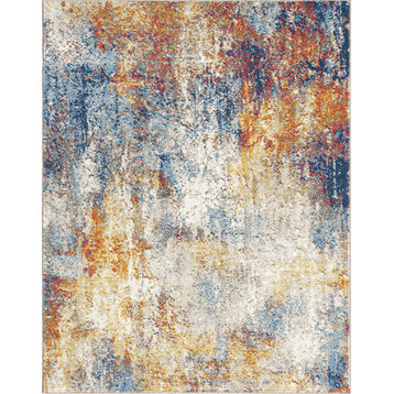 Clive Contemporary Abstract Multi-Color Indoor Rectangle Area Rug 9x12