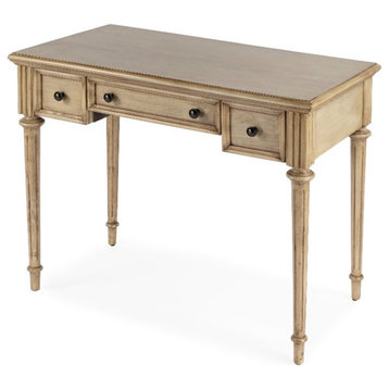 Bowery Hill Traditional Wooden 38" Writing Desk with Storage - Beige
