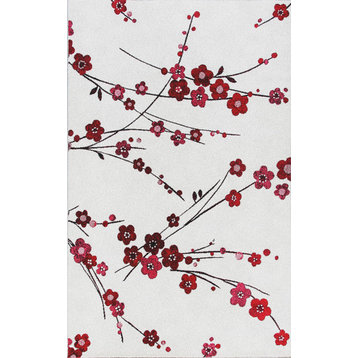 Infinity Cherry Blossom Rug, Ivory/Red, 2'x3'11"