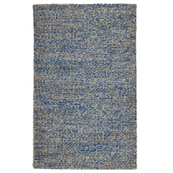 Handmade Flatwoven Blue & Brown Jute Rug by Tufty Home, 2x3