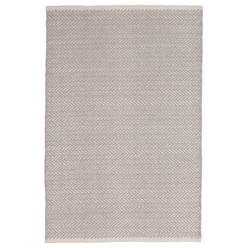 Herringbone Dove Grey Woven Cotton Rug, 3'x5'