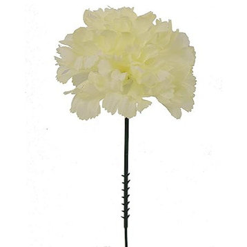 100 Violet Silk Carnations: 3.5" Flowers, 5" Stem for Wedding Decor, Light Yellow