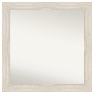 Hardwood Whitewash Non-Beveled Wood Bathroom Mirror 31x31"