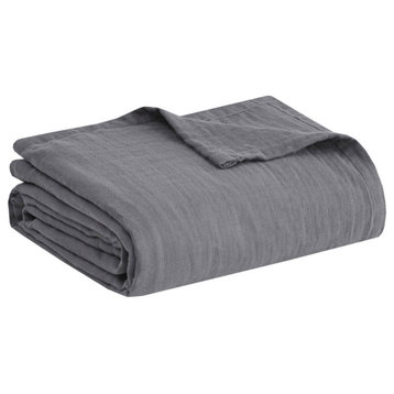 Clean Spaces Gauze 100% Cotton Lightweight Blanket, Charcoal