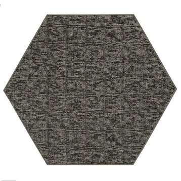 Ambient Rugs Indoor - Outdoor Carpet Custom Size Area Rugs - Black 7' Hexagon