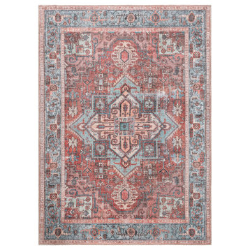 Vera Collection Lt Blue 1'6" x 1'6" Square Indoor Throw Rug