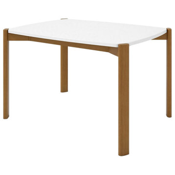 Mid-Century Modern Gales 47.24 Dining Table With Solid Wood Legs, Matte White