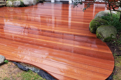 Inspiration for a mid-sized backyard ground level deck remodel in Vancouver with no cover