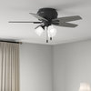 Hunter 42" Newsome Matte Black Low Profile Ceiling Fan, LED Kit, Pull Chain