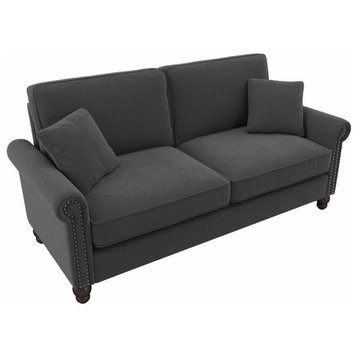 Bush Furniture Coventry 73W Sofa, Charcoal Gray Herringbone Fabric