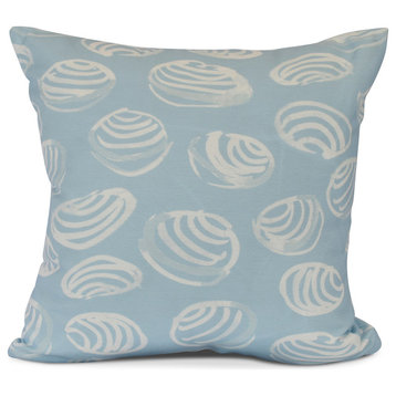 Clams, Animal Print Outdoor Pillow,Light Blue,18 x 18 inch
