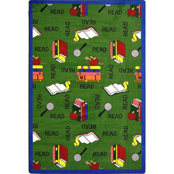Bookworm 5'4" x 7'8" area rug in color Green
