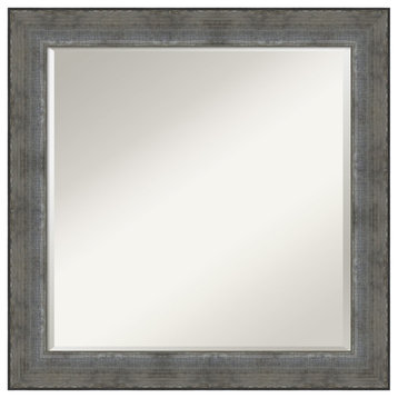 Forged Pewter Beveled Wood Bathroom Wall Mirror - 24 x 24 in.