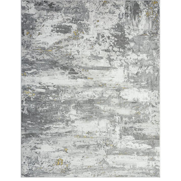 Fitz Contemporary Abstract Beige/Gray Indoor Rectangle Area Rug, 5'x7'