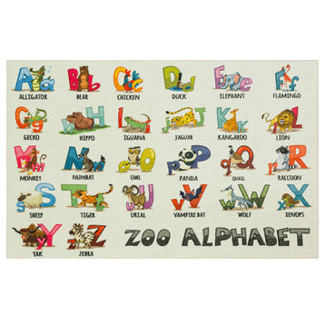 Alphabet Zoo Area Rug, Multi, 3' 4" x 5'