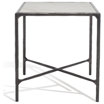 Safavieh Couture Jessa Forged Metal Square End Table, Black/White