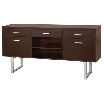 Bowery Hill 5 Drawer Credenza Desk in Cappuccino
