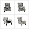 Modern Push-Back Plaid Recliner with Rolled Armrest, Gray