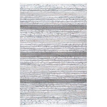 Nuloom Flatweave Cotton Harela Contemporary Striped Area Rug, Grey 6'x9'