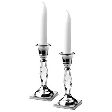 Set of 2 Candle holders with Crystal Glass Base