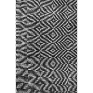 Nuloom Hand-Tufted Trellis Rug, Black 3'x5'