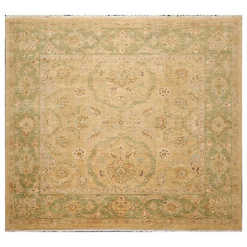 Hand Knotted Beige,Sage Persian Wool Oriental Area Rug, Square