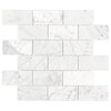 12 in. x 12 in. Marble Mosaic Wall Tile, Blanco