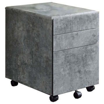 Contemporary Style File Cabinet With 3 Storage Drawers And Casters, Gray